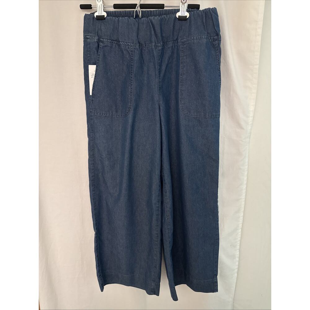 Blair Women's DenimLite Wide Leg Crop Pants Blue Size 10 NWOT